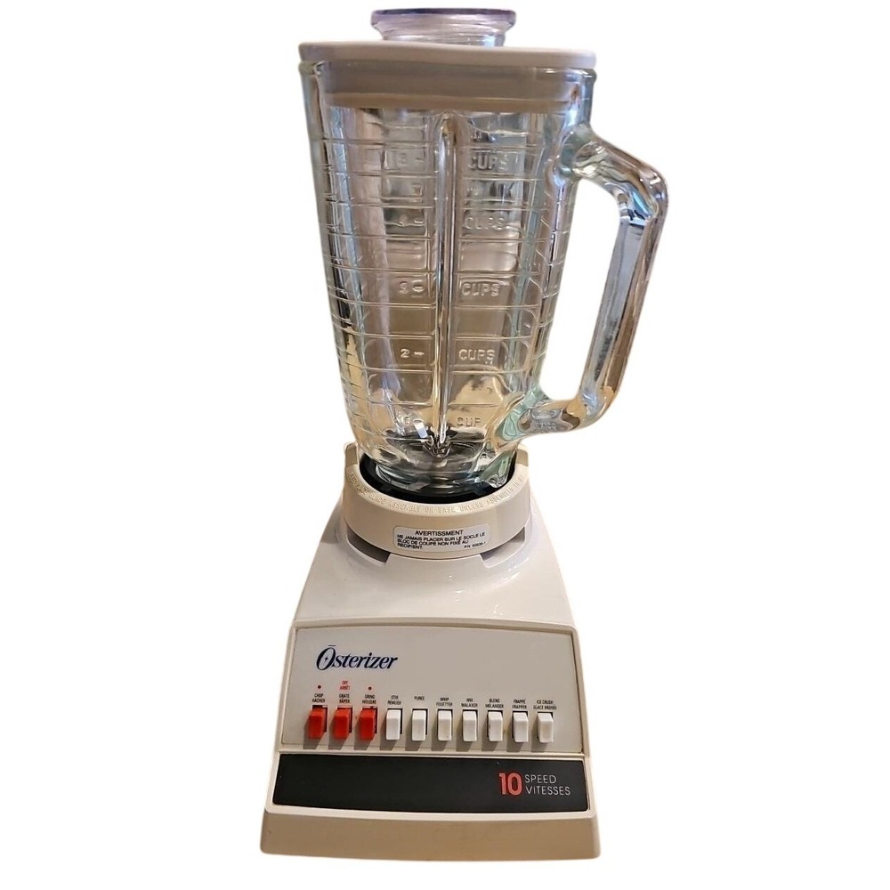 Osterizer 10 Speed Blender White 4072 Square Glass Jar 5 Cup 425W Vintage Style